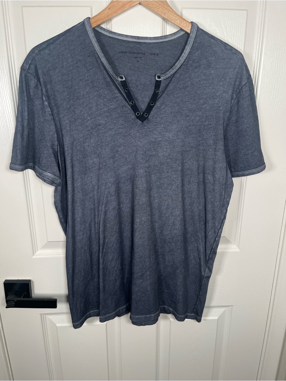 John Varvatos Slate Gray Short-Sleeve Henley Tee